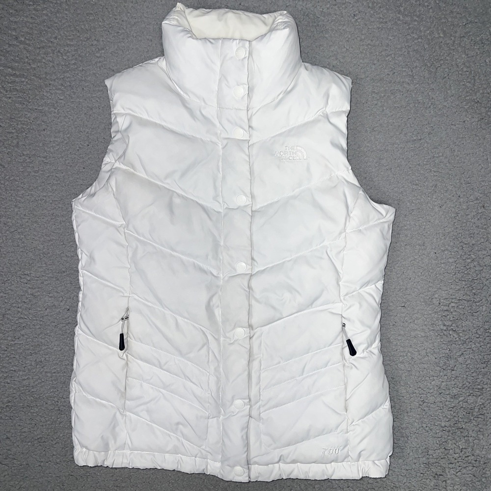 The North Face 700 Gilet Goose Down Puffer Vest Women's Sz S Cream Insulated Y2k